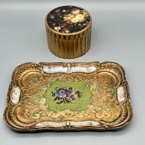 Vintage Italian Florentine/ Firenze Small Tray And Coasters (Read Description)
